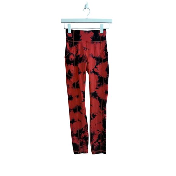 Lululemon Wunder Train High-Rise Tight 25" *Wash Tie Dye Carnation Red Black - Picture 2 of 14